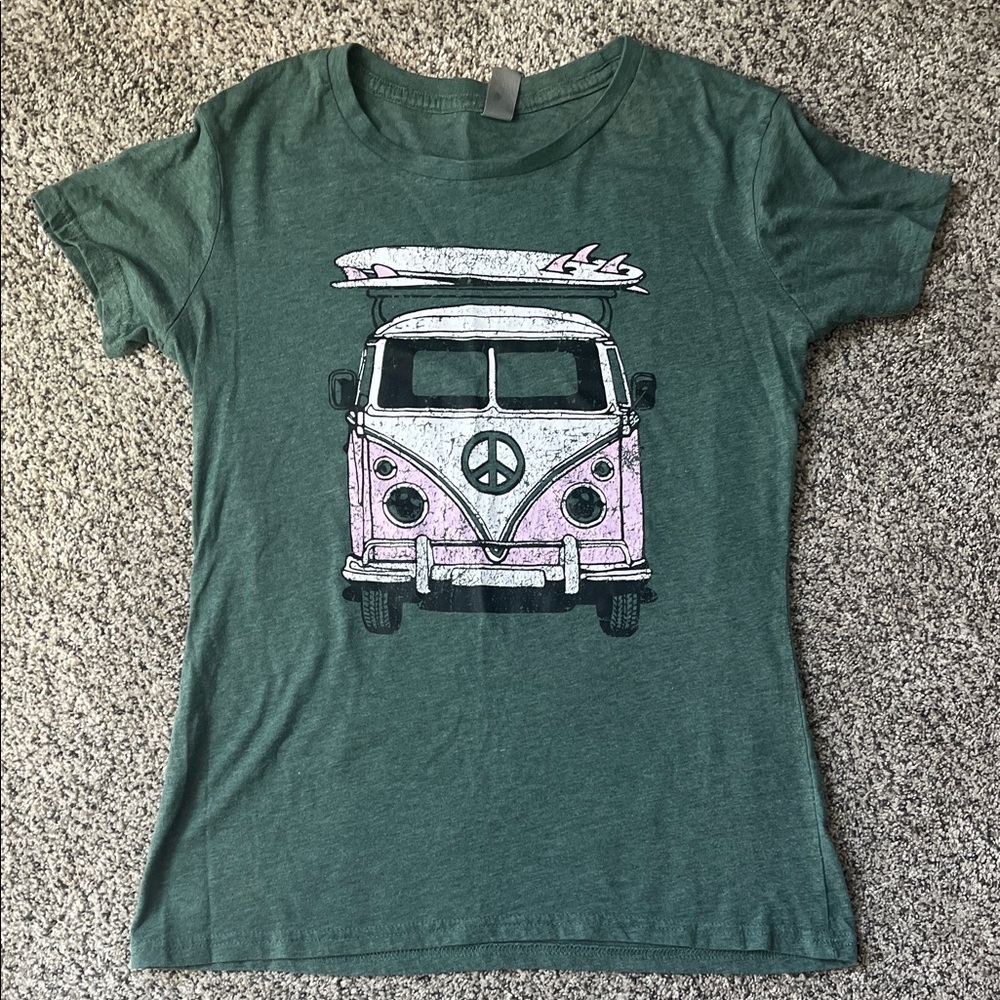 H&M Green Tee with Pink Van Graphic